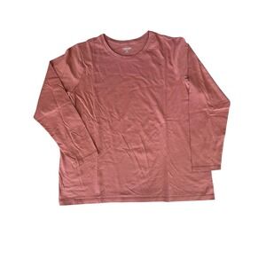 Lands End Relaxed Fit NWOT Long Sleeve Cotton T-Shirt Womans SZ 1X Salmon Color